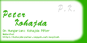 peter kohajda business card